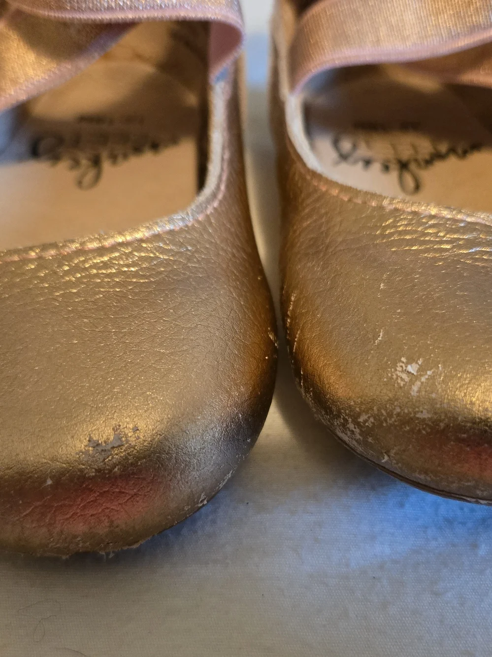 Monkey Feet Rose Gold Mary Jane Shoes with Pink Strap SZ 12 - 18M